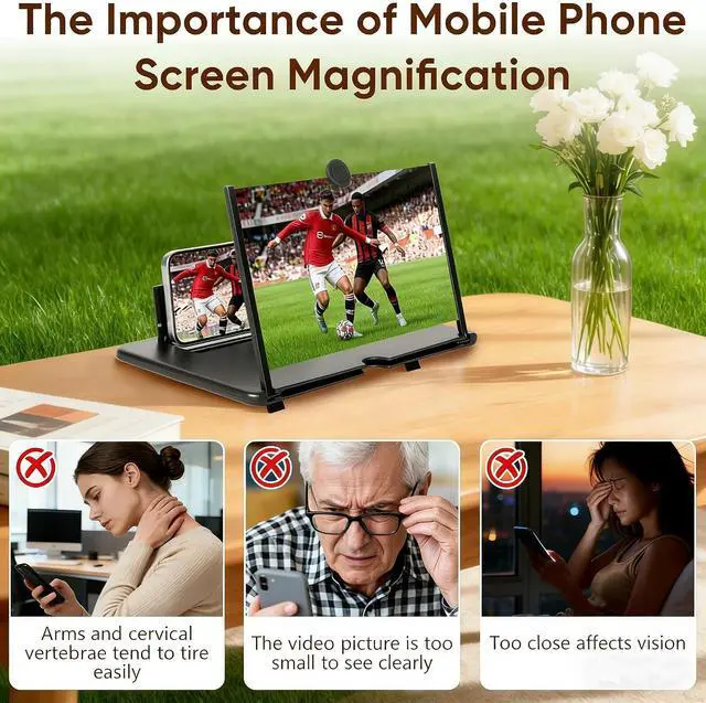 Alt view image 3 of 7 - 16 Inch Phone Magnifier Screen, 3D HD Magnifying Projector Screen Enlarger for Movies, Videos and Gaming, Foldable Phone Stand with Screen Amplifier, Compatible with All Smartphones