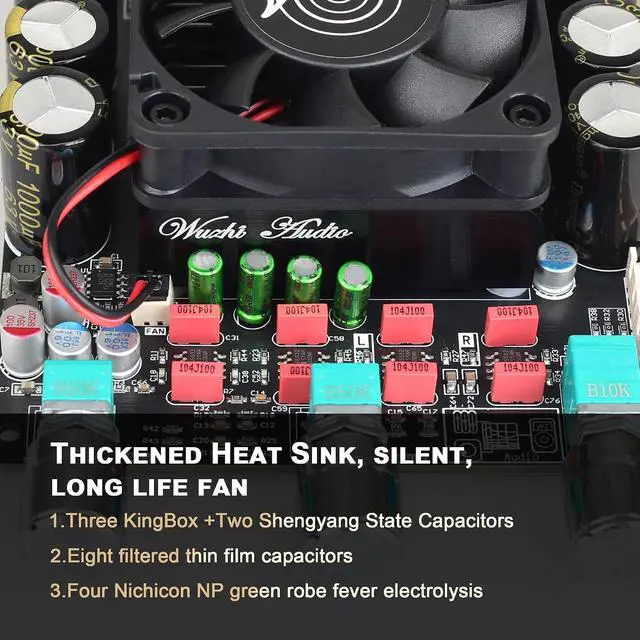 Alt view image 5 of 6 - ZK-3002T 300W+300W Bluetooth Digital Amplifier Board TPA3255 Chip 2.0 Channel with Bluetooth/3.5mm AUX Input/USB Input,with Treble and Bass Adjustment