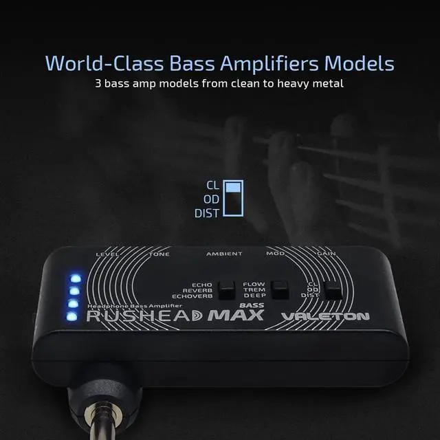 Alt view image 2 of 7 - Rushead Max Bass USB Chargable Portable Pocket Bass Headphone Amp Carry-On Bedroom Plug-In Multi-Effects