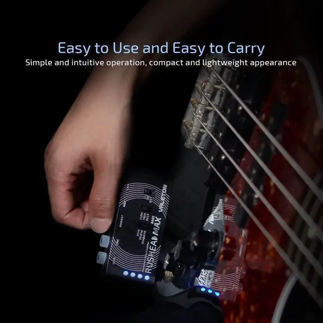 Alt view image 6 of 7 - Rushead Max Bass USB Chargable Portable Pocket Bass Headphone Amp Carry-On Bedroom Plug-In Multi-Effects
