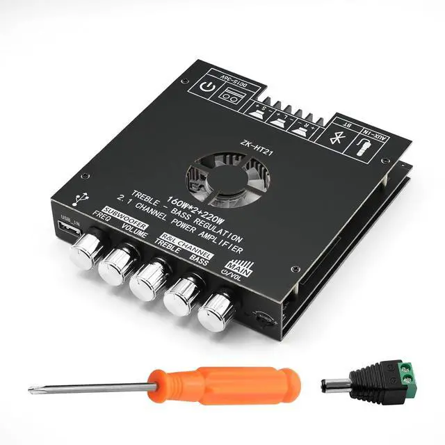 Alt view image 7 of 7 - ZK-HT21 Bluetooth Amplifier Board, 160W×2+220W 2.1 Channel Subwoofer Audio Amplifier DC 15-36V Hi-Fi Bluetooth Module TDA7498E Chips BT/USB/AUX Input
