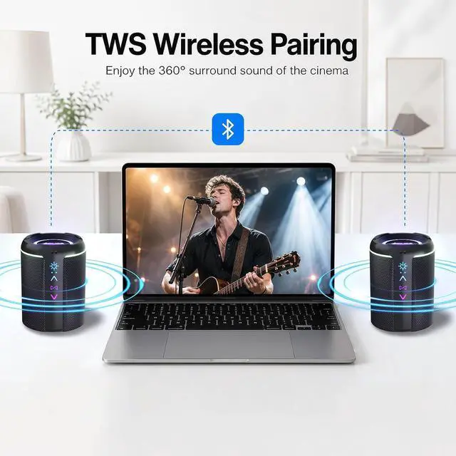 Alt view image 4 of 7 - Magnetic 2-in-1 Portable Bluetooth Speaker, 24W Split Stereo Sound with TWS, Bluetooth 5.4, IPX6 Waterproof, 20-Hour Playtime,7 LED Light Modes, Wireless Speaker Perfect for Party Home Beach Outdoor