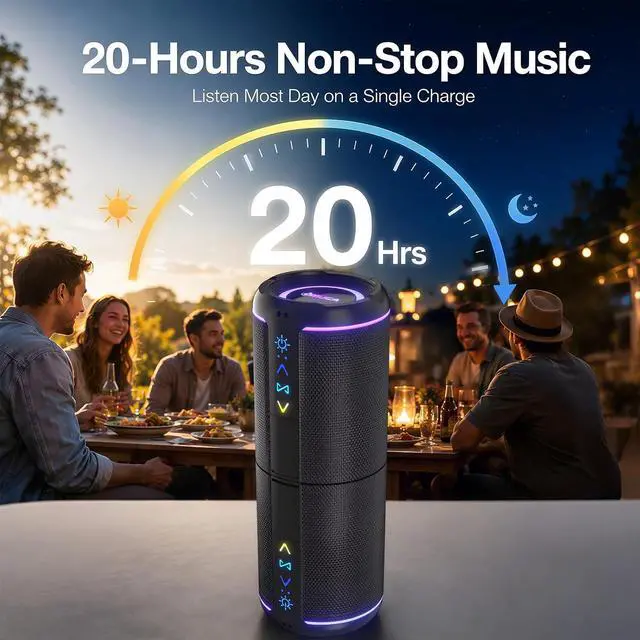 Alt view image 6 of 7 - Magnetic 2-in-1 Portable Bluetooth Speaker, 24W Split Stereo Sound with TWS, Bluetooth 5.4, IPX6 Waterproof, 20-Hour Playtime,7 LED Light Modes, Wireless Speaker Perfect for Party Home Beach Outdoor