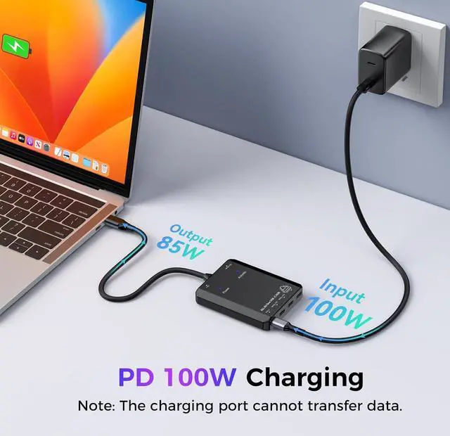 Alt view image 5 of 7 - 10Gbps USB C Video Output Hub, 6-in-1 USB C Multiport Adapter, 4K 60Hz | USB C Splitter with 100W PD, 18W Out, 4 USB 3.2 Gen2 Ports (3C+1A), for MacBook Pro/Air, iPad Pro, Mac Mini and More