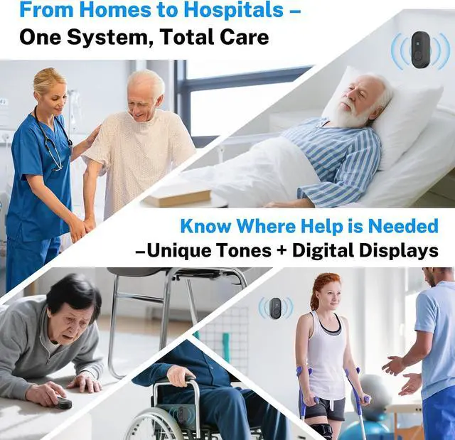 Alt view image 3 of 7 - Wireless Emergency Call Button System - 500 Ft Range Caregiver Pager with LED Display, 10 Waterproof Alert Buttons & 1 Receiver for Elderly, Patients, Disabled at Home, Hospital, Clinic