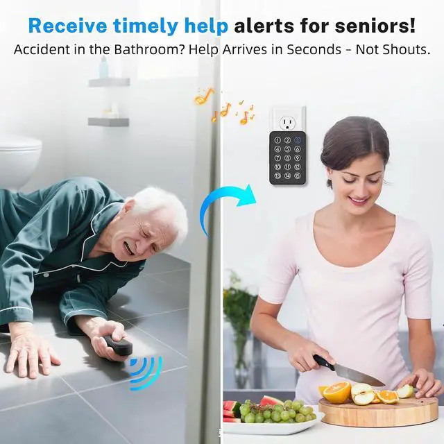 Alt view image 4 of 7 - Wireless Emergency Call Button System - 500 Ft Range Caregiver Pager with LED Display, 10 Waterproof Alert Buttons & 1 Receiver for Elderly, Patients, Disabled at Home, Hospital, Clinic