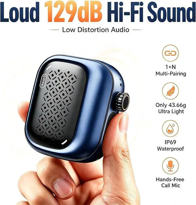 Alt view image 3 of 7 - Wearable Bluetooth Speaker, 43g Mini Clip-On Bluetooth Speaker, 3 Wearable Ways, 20H Playtime Dustproof Multi Pairing Stereo Speaker for Hiking, Swimming, Shower, Outdoor Activities(Blue)