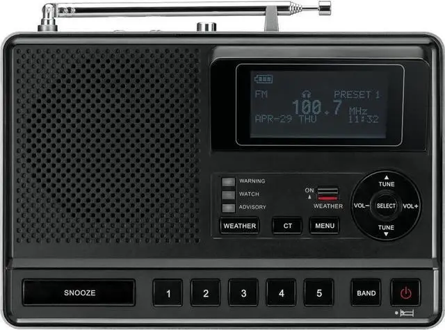 Alt view image 2 of 6 - CL-100 NOAA, S.A.M.E and Public Alert Certified Weather Alert Table-Top Radio with AM/FM-RBDS, and EEPROM Back Up for Preset Stations