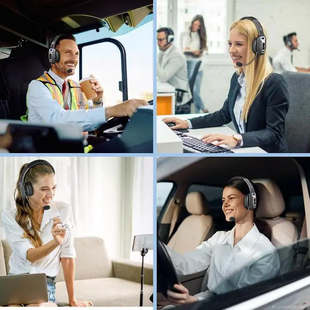 Alt view image 7 of 7 - Trucker Bluetooth Headset with AI Noise Cancellation Microphone, Trucker Headset with 65Hrs Talk Time & Mute Button, Multipoint Connection, Bluetooth Headsets Fit for Truck Drivers/Cell Phones