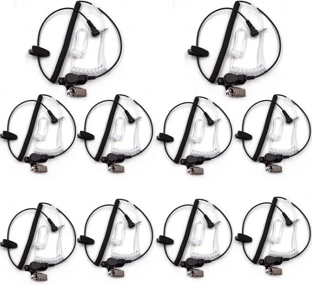 Main image of 10-Pack 3.5mm Listen Only Acoustic Tube Earpiece Fits Motorola Kenwood | Headset Audio Jack Fits Icom Speaker Mic KMC-45 PMMN4013A Concealed Clear Monitoring Radio Accessories