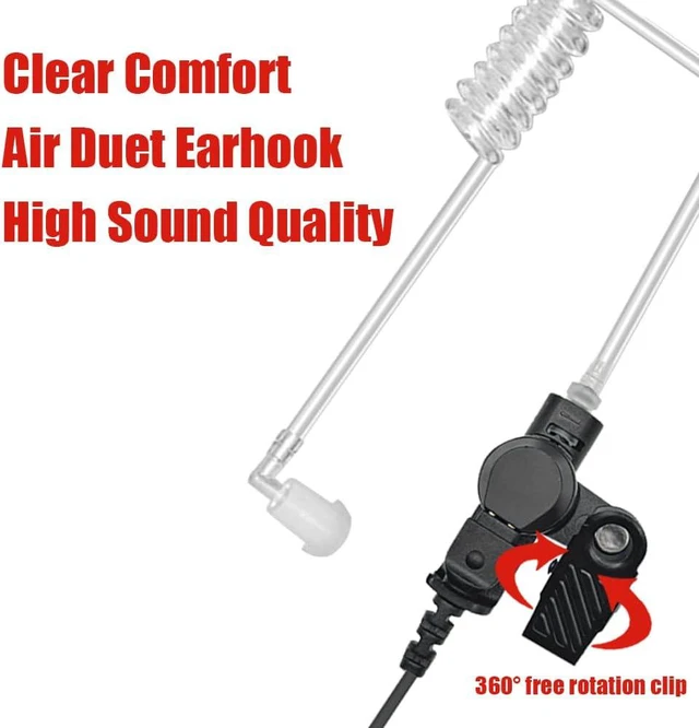 Alt view image 4 of 7 - 5-Pack Covert 2-Pin Air Tube Surveillance Earpiece with Mic PTT Fits Pxton PX-888S, Baofeng UV-5R, BF888S, Retevis H777, RT21