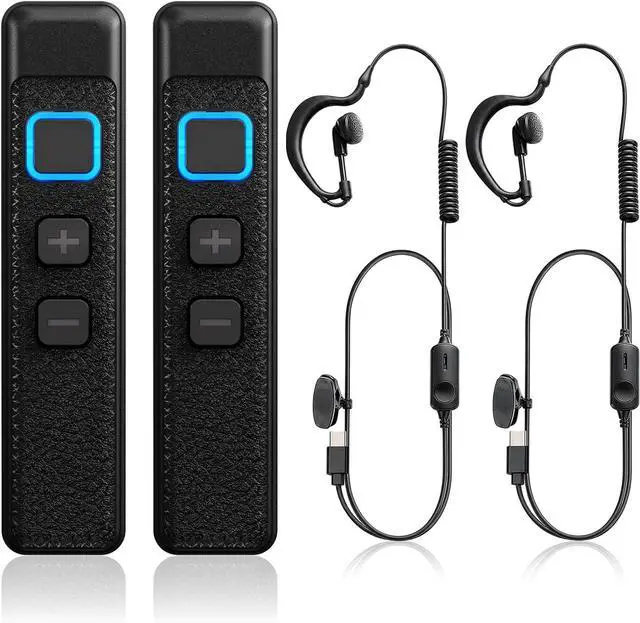 Main image of Mini Walkie Talkies with Earpiece, Ultralight 27g Hands-Free Clip-On Two Way Radios for Restaurant, Salon, Hotel, Retail & Business - Rechargeable Lapel Radio with 48-Hour Battery 2 Pack