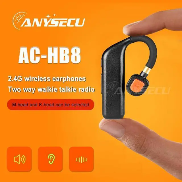 Alt view image 5 of 7 - Anysecu Walkie Talkie Wireless Headset, Hands-Free K1 Plug PTT Earphone with Noise Cancelling Mic for UV-5R UV-82 2 Pin k Type Connector Two Way Radio