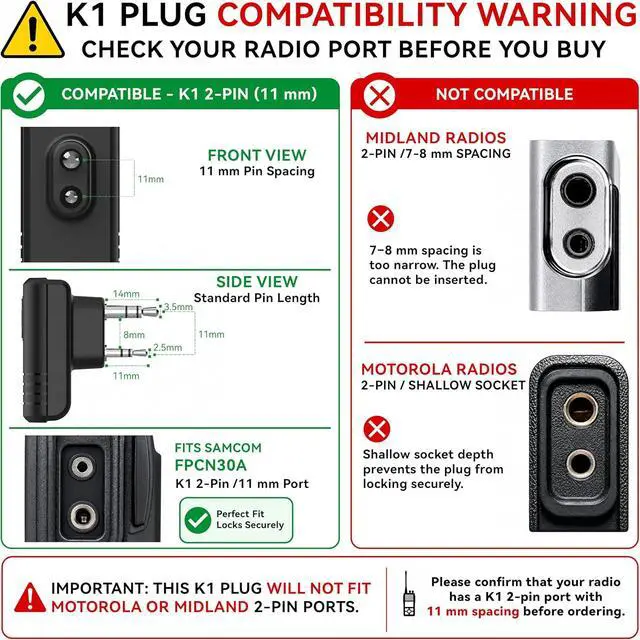 Alt view image 2 of 7 - BTEAR-02 Wireless Earpiece for FPCN10A/FPCN30A Radios, 1 Pack | 2 Pin Dongle Wireless Two Way Headset with Mic for K Connector Walkie Talkies (Radios not Inclued)