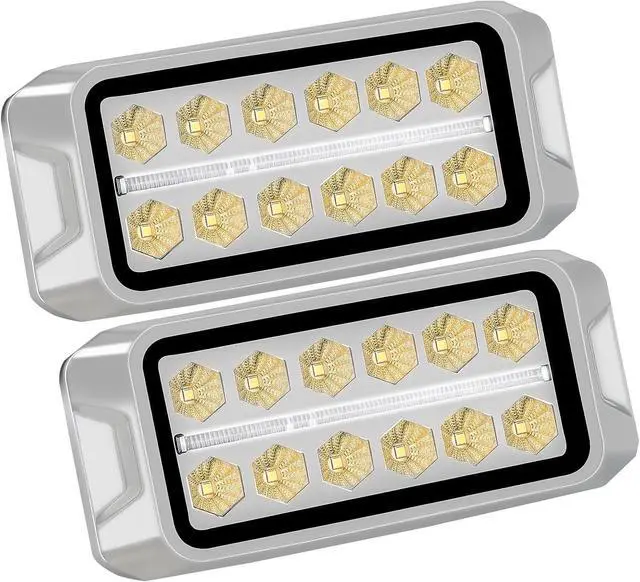 Main image of W38S Amber LED Beacon Lights, Emergency Strobe | Strobe Flashing, w/ Position Light, for Truck, Rescue, Ambulance, Construction, Vehicle