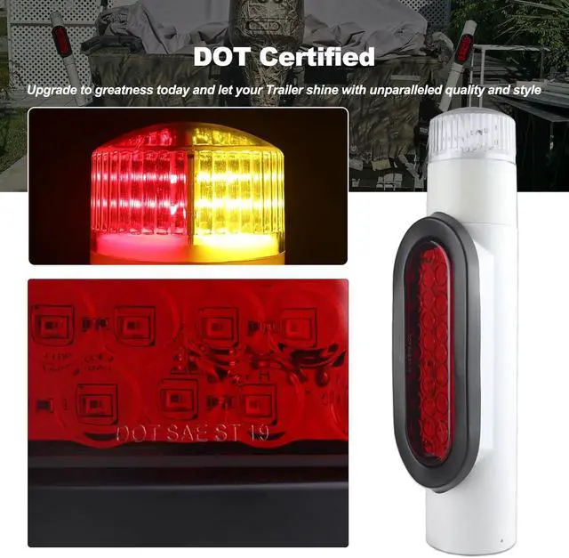 Alt view image 2 of 7 - Boat Trailer Guide on Post Pipe Light Set DOT Approved Submersible Boat Trailer Guide Pole Lights for 2-3/8" PVC Pipe LED Lights for Boat Trailers Waterproof 2Pcs White