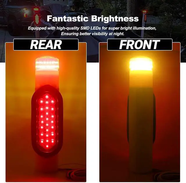 Alt view image 3 of 7 - Boat Trailer Guide on Post Pipe Light Set DOT Approved Submersible Boat Trailer Guide Pole Lights for 2-3/8" PVC Pipe LED Lights for Boat Trailers Waterproof 2Pcs White