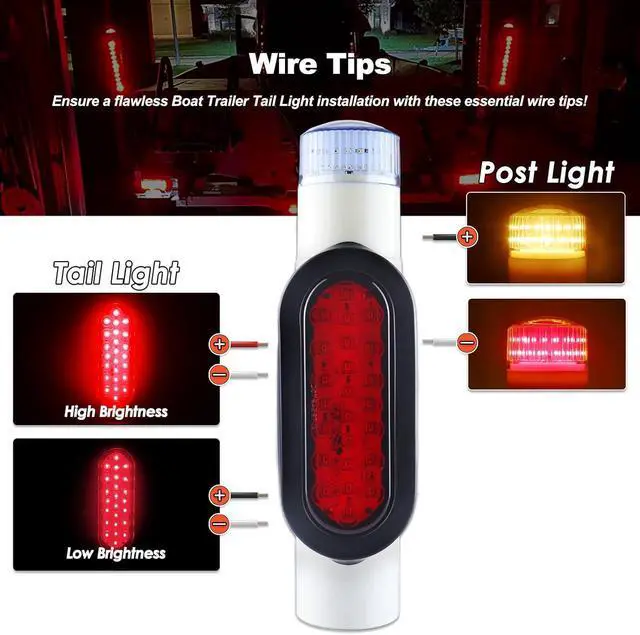 Alt view image 5 of 7 - Boat Trailer Guide on Post Pipe Light Set DOT Approved Submersible Boat Trailer Guide Pole Lights for 2-3/8" PVC Pipe LED Lights for Boat Trailers Waterproof 2Pcs White