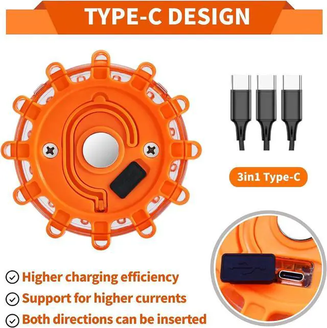 Alt view image 3 of 7 - 12Pack LED Road Flares,Rechargeable Emergency Safety Kit | Type-C rechargeable, high visibility emergency warning lights, waterproof portable roadside safety beacon for car truck