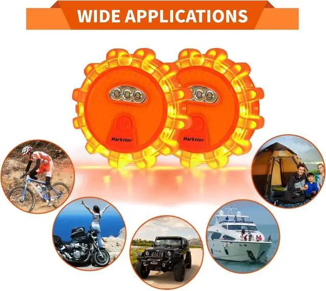 Alt view image 5 of 7 - 12Pack LED Road Flares,Rechargeable Emergency Safety Kit | Type-C rechargeable, high visibility emergency warning lights, waterproof portable roadside safety beacon for car truck