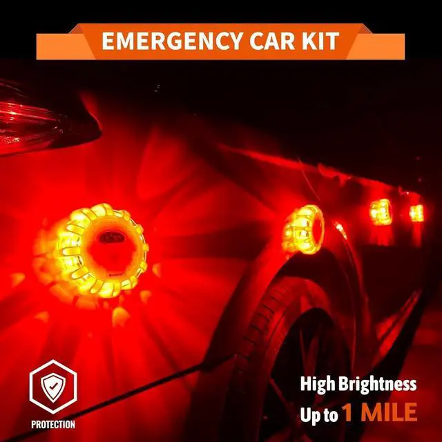 Alt view image 7 of 7 - 12Pack LED Road Flares,Rechargeable Emergency Safety Kit | Type-C rechargeable, high visibility emergency warning lights, waterproof portable roadside safety beacon for car truck
