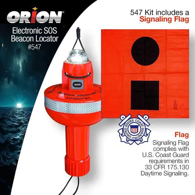 Alt view image 5 of 7 - 547, Electronic SOS Beacon Locator Kit with USCG Approved Distress Flag