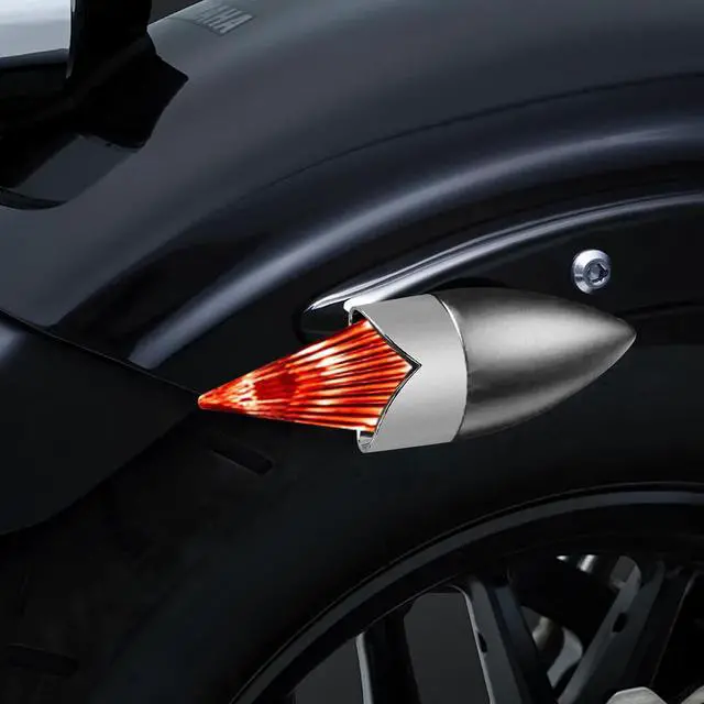 Alt view image 7 of 7 - Smoke Bullet Turn Signal Light Lens Cover Fit for Harley Softail Street Glide Road Fatboy Sportster Dyna De-luxe Bikes,Not for Sealed LED Harley Lights&Pancake-style Lens (Silver Shell Orange Cover)