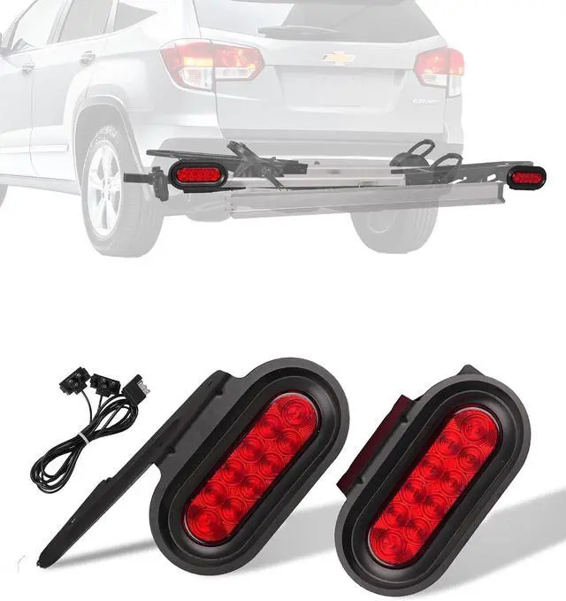 Main image of Young Bike Rack Brake Light & Plate Kit, 6 Inch 10LEDs Oval Red LED Tail Light 2PCS, FMVSS108 Certified, Waterproof Stop Turn Signal Tail Lights. Fits Young Hitch Racks, Add-on Attachment