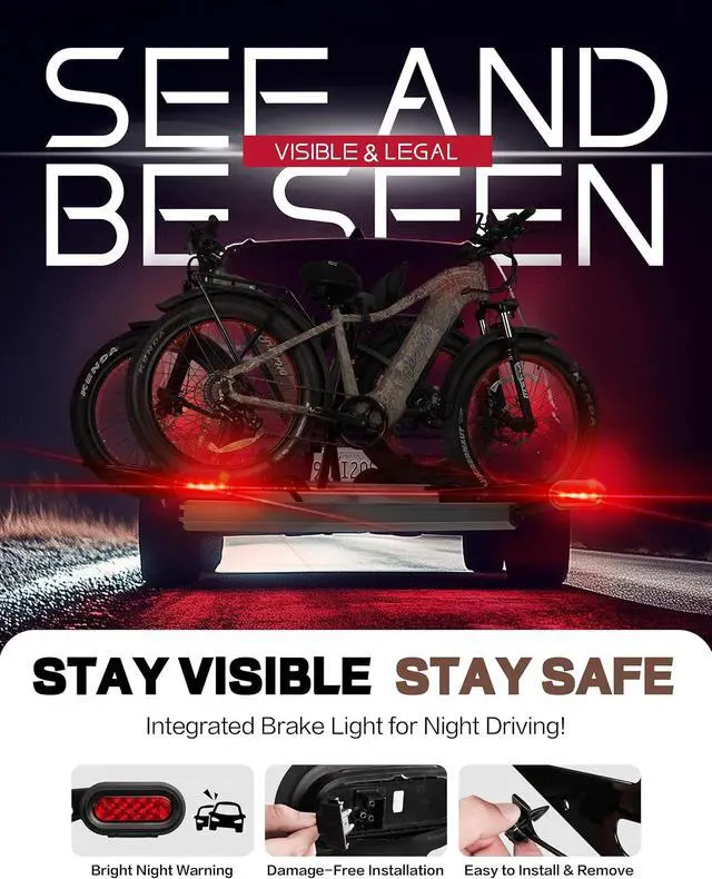 Alt view image 2 of 7 - Young Bike Rack Brake Light & Plate Kit, 6 Inch 10LEDs Oval Red LED Tail Light 2PCS, FMVSS108 Certified, Waterproof Stop Turn Signal Tail Lights. Fits Young Hitch Racks, Add-on Attachment
