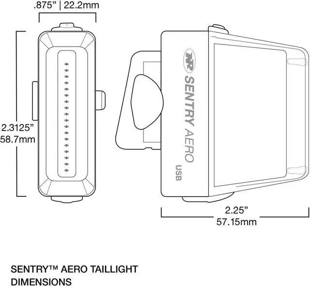 Alt view image 6 of 7 - Sentry Aero 260 Cycling Bike Taillight Bright USB Rechargeable for Standard and Aero Seatposts