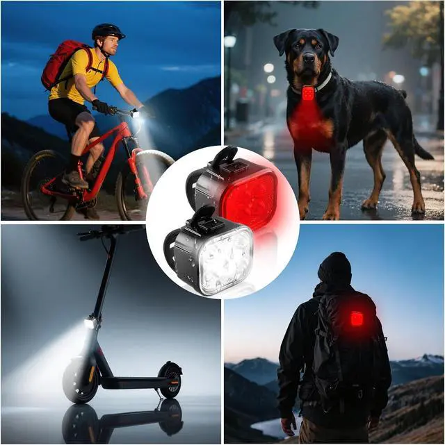 Alt view image 7 of 7 - Bike Lights for Night Riding USB Rechargeable Bike Lights Front and Rear 8+12 Modes Bike Light Set Bicycle Lights Headlight and Taillight Easy to Install