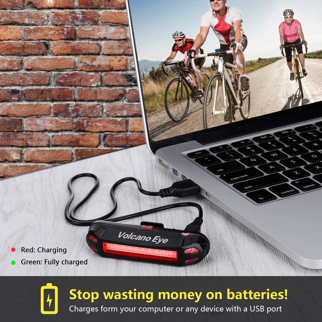 Alt view image 2 of 7 - 2-Pack Bike Tail Light USB Rechargeable Ultra-Bright LED Rear Light, Waterproof, Red/Green/Blue 7 Modes for Any Road or Mountain Bike