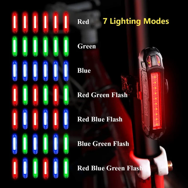 Alt view image 3 of 7 - 2-Pack Bike Tail Light USB Rechargeable Ultra-Bright LED Rear Light, Waterproof, Red/Green/Blue 7 Modes for Any Road or Mountain Bike