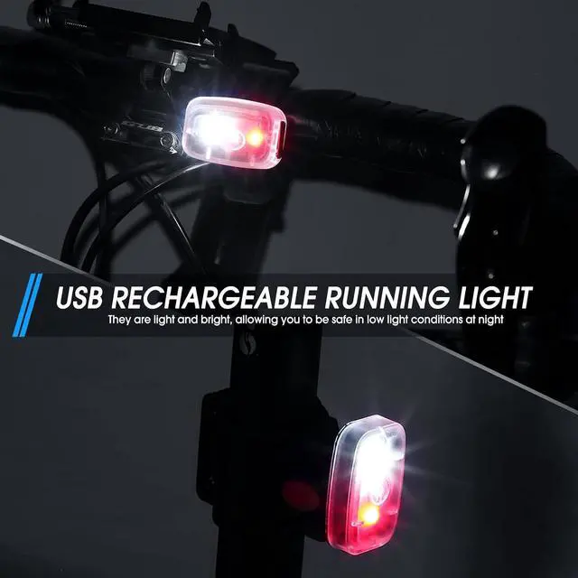 Alt view image 2 of 7 - Running Lights for Runners Rechargeable LED Safety Lights | USB Clip on Bike Light, Strobe Bicycle Tail Light, with 5 Modes, Flashing Night Walking, Jogging Riding, Hiking Pet Dog