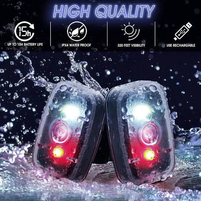 Alt view image 4 of 7 - Running Lights for Runners Rechargeable LED Safety Lights | USB Clip on Bike Light, Strobe Bicycle Tail Light, with 5 Modes, Flashing Night Walking, Jogging Riding, Hiking Pet Dog