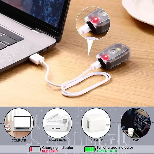 Alt view image 6 of 7 - Running Lights for Runners Rechargeable LED Safety Lights | USB Clip on Bike Light, Strobe Bicycle Tail Light, with 5 Modes, Flashing Night Walking, Jogging Riding, Hiking Pet Dog