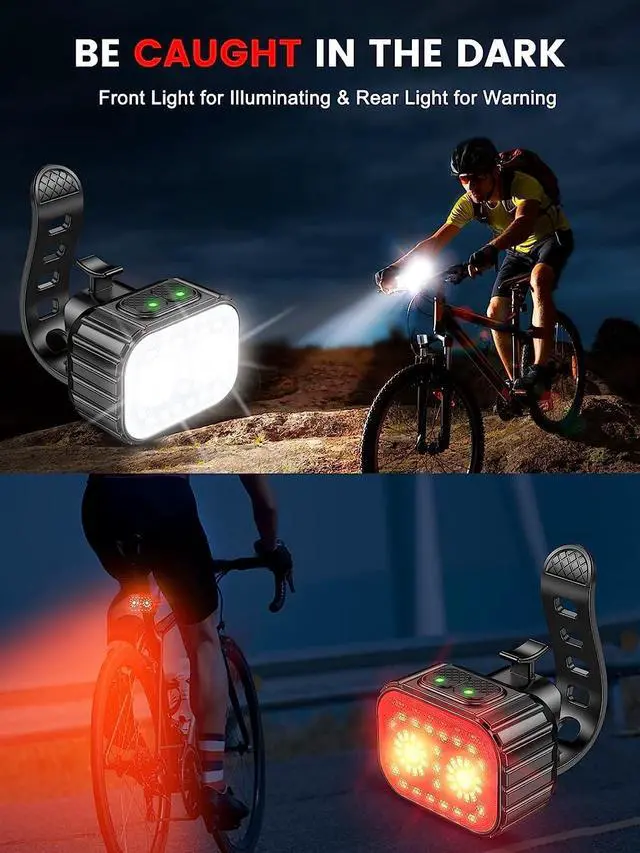 Alt view image 2 of 7 - Bike Lights Super Bright, Rechargeable Bicycle Lights Set Multiple Modes, Waterproof Bike Lights for Night Riding/Cycling Safety, Front and Back Bike Reflectors Light, Long Battery Life