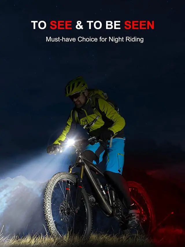 Alt view image 7 of 7 - Bike Lights Super Bright, Rechargeable Bicycle Lights Set Multiple Modes, Waterproof Bike Lights for Night Riding/Cycling Safety, Front and Back Bike Reflectors Light, Long Battery Life