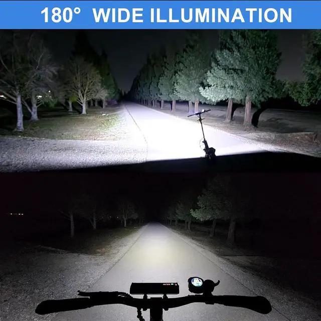 Alt view image 2 of 7 - Bike Lights, 17 LED 4800 Lumen Bicycle Light with 4 Modes, 10000mAh USB Rechargeable Bike Light, Bike Headlight with Digital Power Display, Wide Beam Bike Lights for Night Riding
