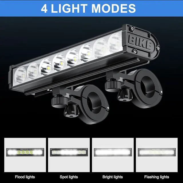 Alt view image 3 of 7 - Bike Lights, 17 LED 4800 Lumen Bicycle Light with 4 Modes, 10000mAh USB Rechargeable Bike Light, Bike Headlight with Digital Power Display, Wide Beam Bike Lights for Night Riding