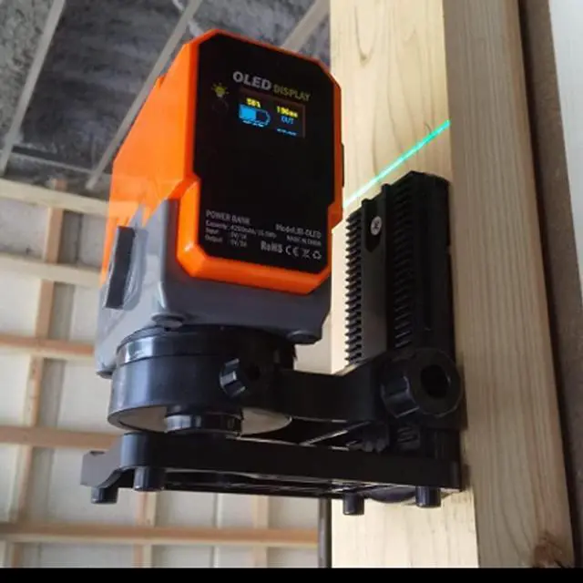 Alt view image 5 of 5 - Wall Bracket Laser Level with Strong Magnetic Pivoting Base, 5/8" Male Thread & 360° Adjustable Support, L-Shape Mount with Adjustable Clip for Wall & Tube Adsorption, Height Adjustment Support