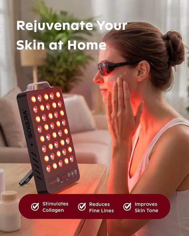 Alt view image 2 of 7 - Near Infrared Red Light Panel with Magnetic Mount and Floor Stand 660nm 850nm Dual Wavelength LED Wellness Lamp Zero EMF Black