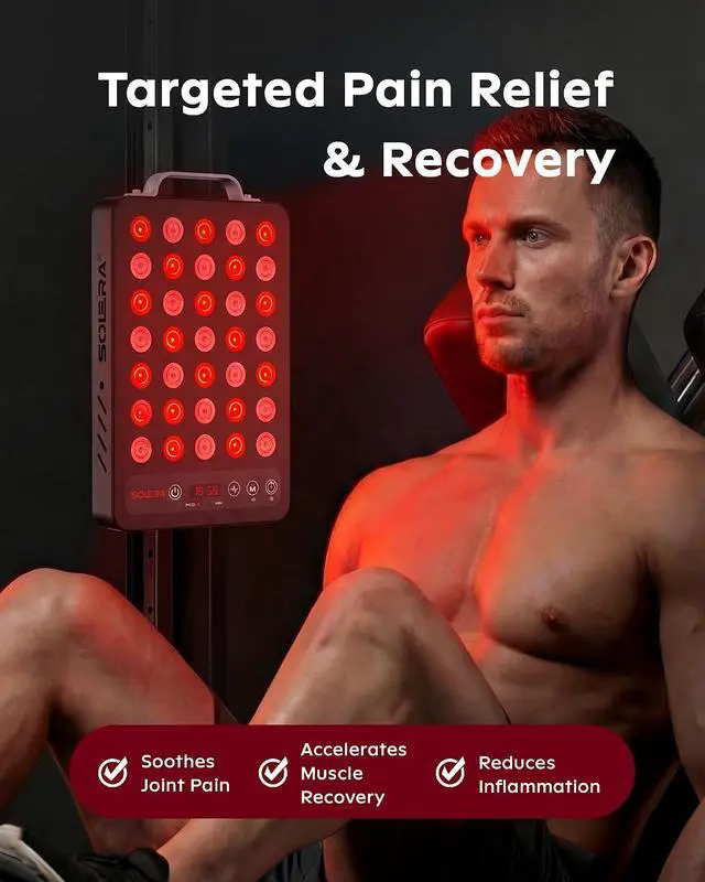 Alt view image 3 of 7 - Near Infrared Red Light Panel with Magnetic Mount and Floor Stand 660nm 850nm Dual Wavelength LED Wellness Lamp Zero EMF Black