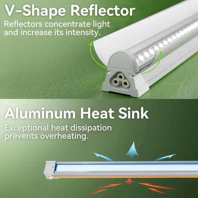 Alt view image 6 of 7 - 4FT Grow Lights for Indoor Plants,T8 5000K Full Spectrum Plant Light,540W(12 x 45W),LED Grow Light Strips whit Timer, Aluminum Reflector,Linkable,Plant Growing Lamp Fixture for Greenhouse Indoor 12pcs