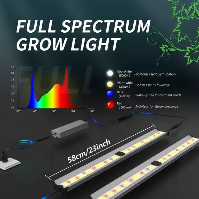 Alt view image 4 of 7 - Under Canopy Led Grow Light Bars Full Spectrum Led Grow Lamps Grow Lights for Indoor Plants Dimmable Daisy Chain for Grow Lights Supplemental Lighting for Grow Tent
