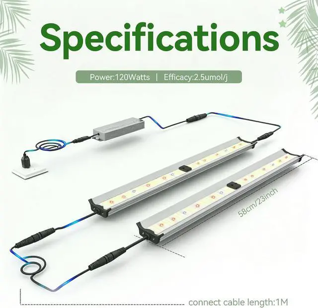 Alt view image 5 of 7 - Under Canopy Led Grow Light Bars Full Spectrum Led Grow Lamps Grow Lights for Indoor Plants Dimmable Daisy Chain for Grow Lights Supplemental Lighting for Grow Tent