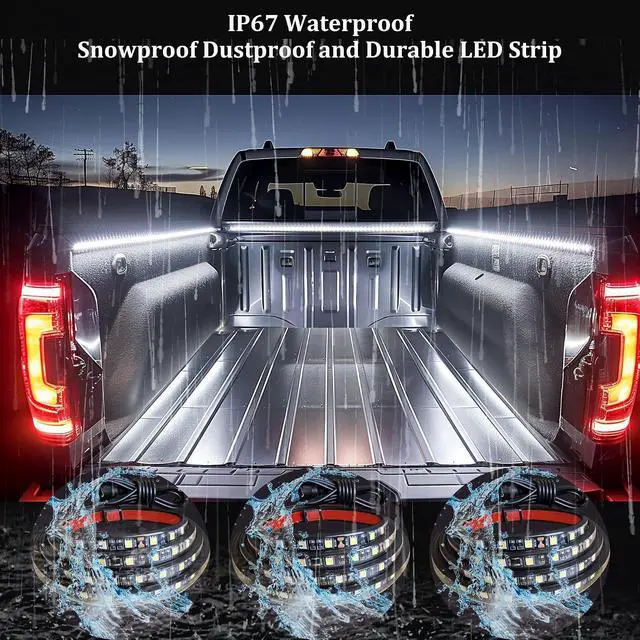 Alt view image 3 of 6 - Truck Bed Lights LED Strip 3Pcs 60Inch, Cool Pickup Truck Bed Accessories Kit, Waterproof 12V 270 LED Lighting Strip for Pickup Camper Van SUV RV Boat