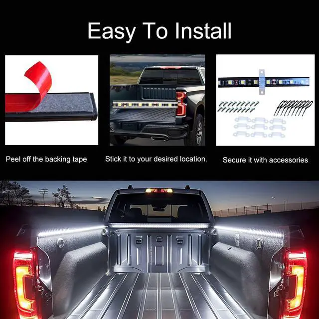 Alt view image 4 of 6 - Truck Bed Lights LED Strip 3Pcs 60Inch, Cool Pickup Truck Bed Accessories Kit, Waterproof 12V 270 LED Lighting Strip for Pickup Camper Van SUV RV Boat