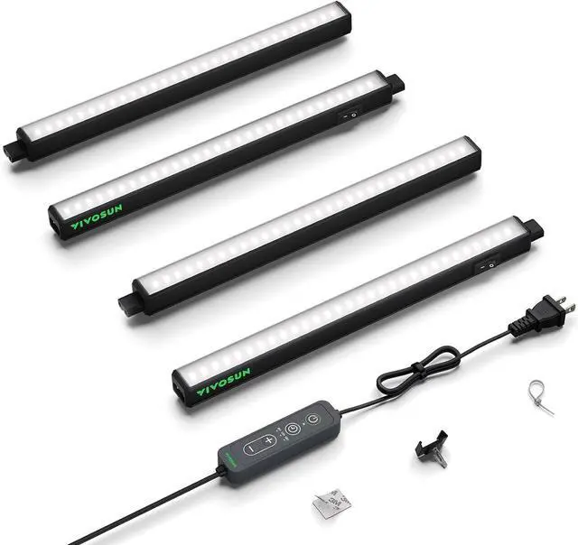 Main image of T5 Grow Lights for Indoor Plants, 5000K Full Spectrum, 1FT | 28W (4 x 7W), 4-Pack, Timer & Dimming Controller, SGS Compatible, Linkable