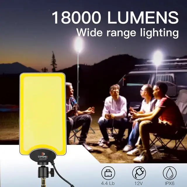 Alt view image 2 of 7 - Telescopic LED Camping Lights 18000 Lumens - Tripod, Remote Control, Outdoor Telescoping Light with Stand